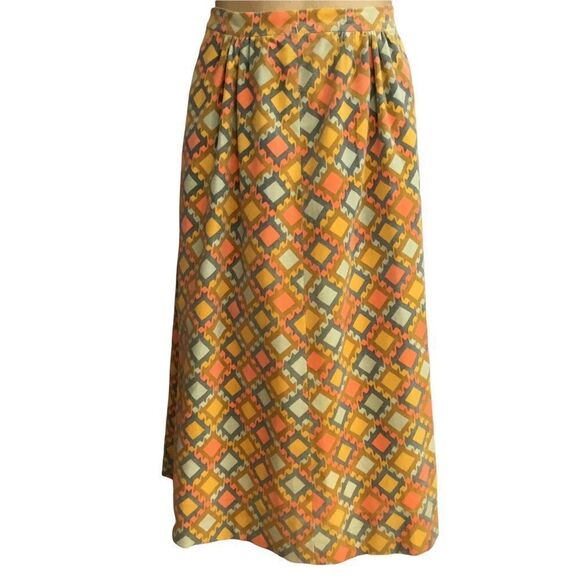 Vintage harlequin print velour maxi skirt 1972 - Picture 1 of 6
